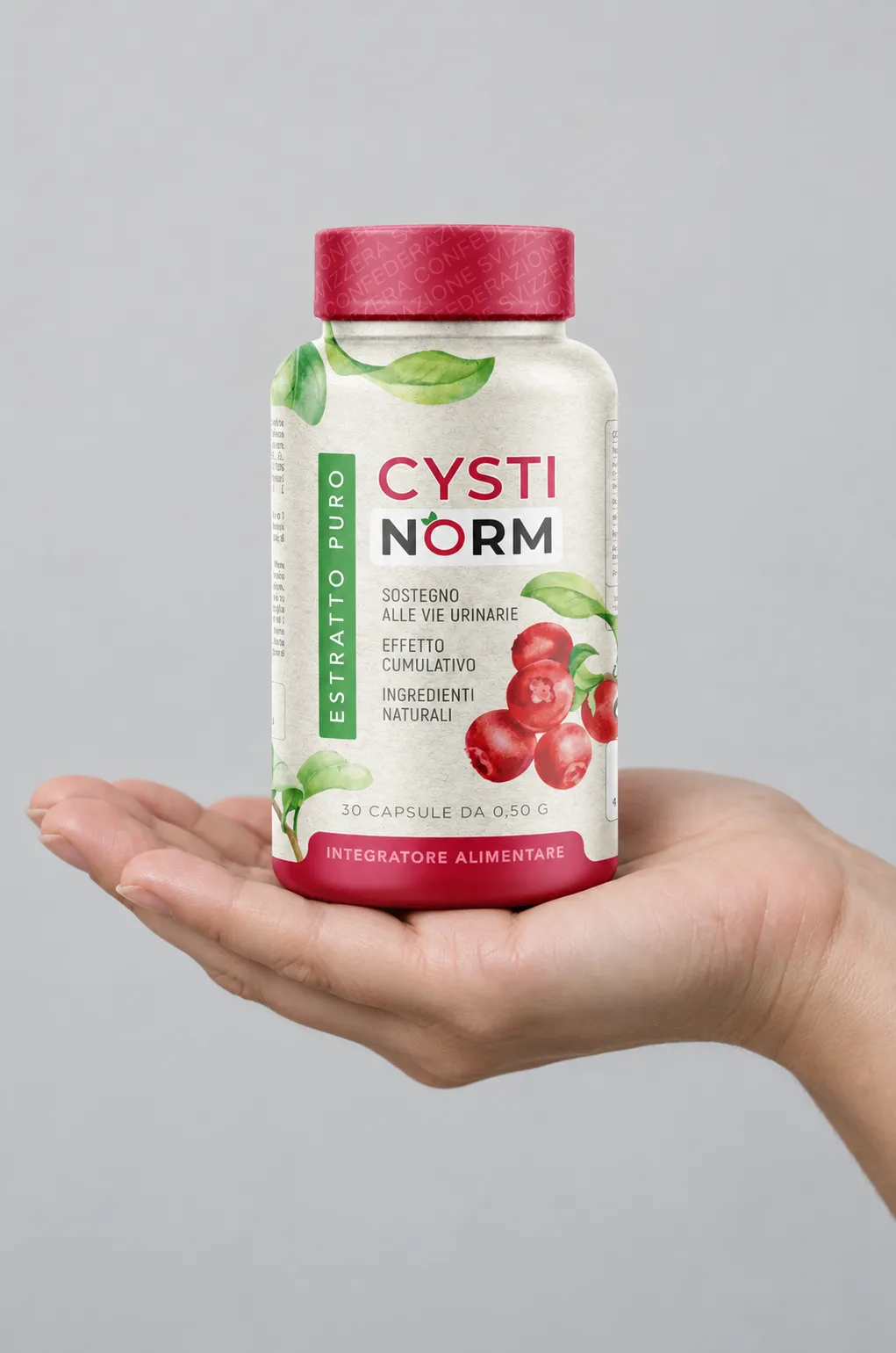 CYSTINORM — Verpackung in der Hand