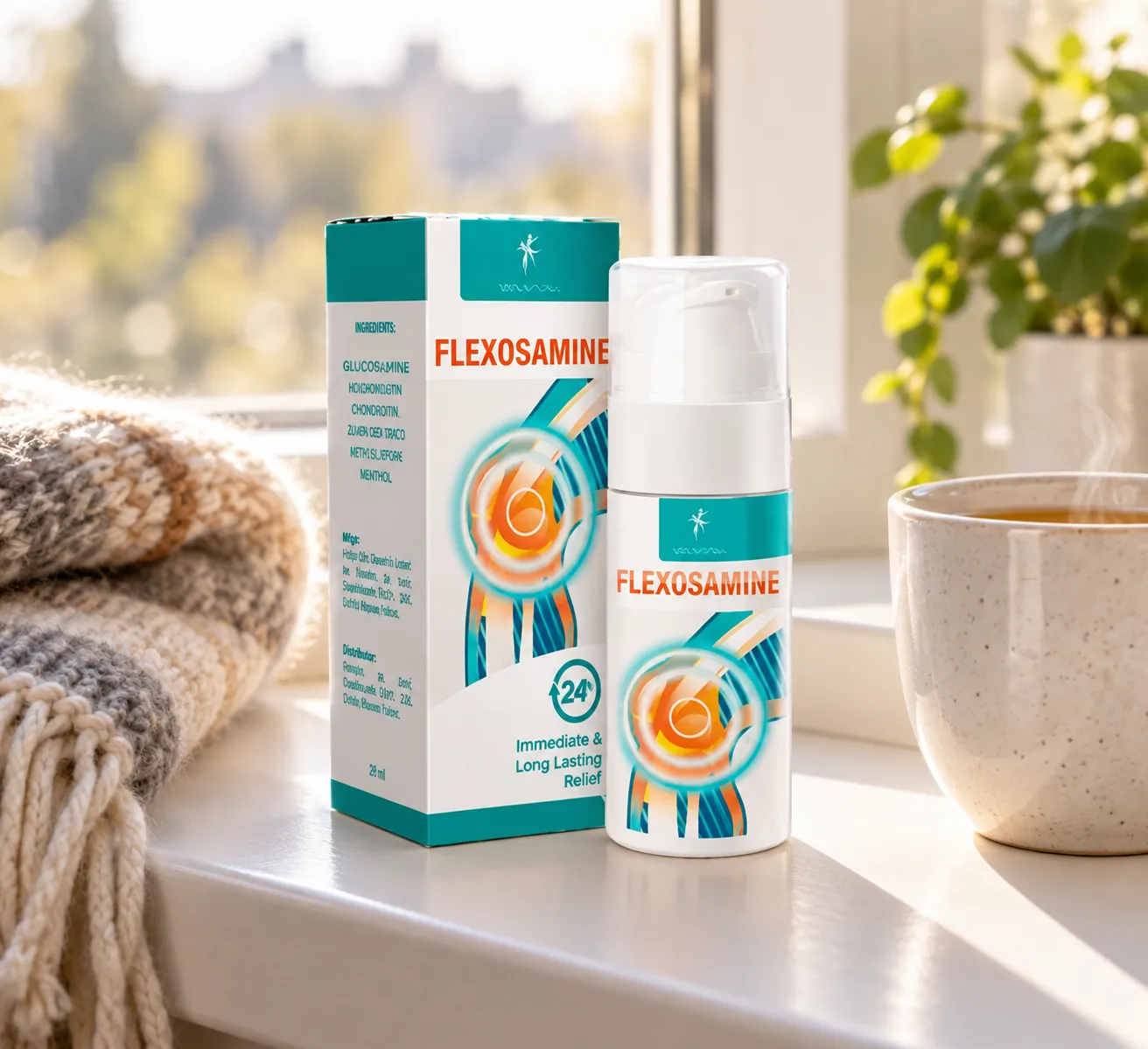 Flexosamine Gel — Verpackung im Alltag