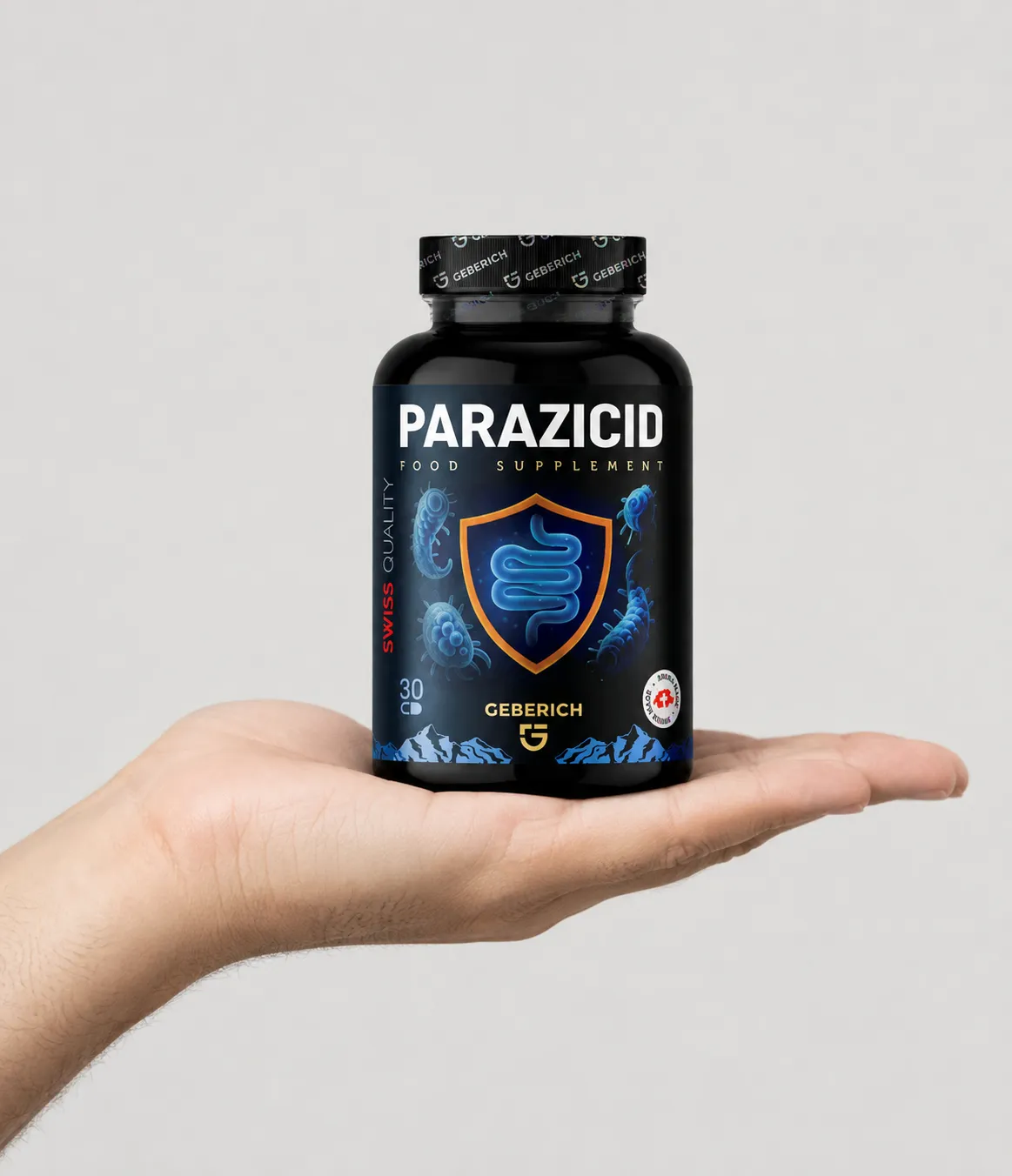 Parazicid — Verpackung in der Hand