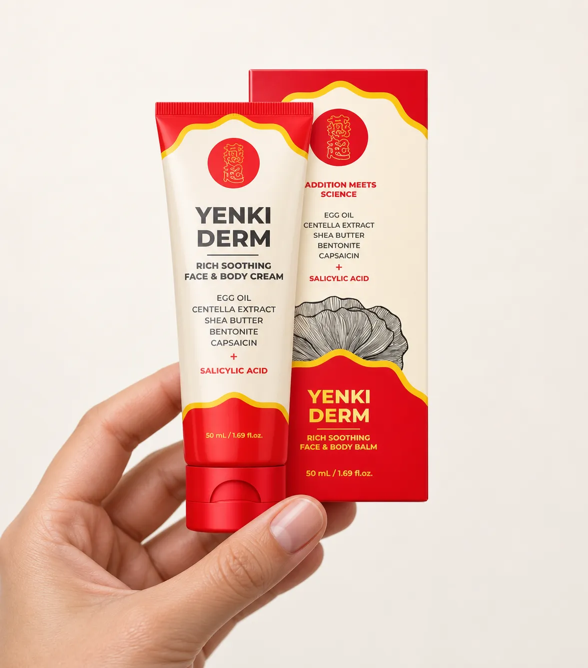 Yenki Derm — Verpackung in der Hand