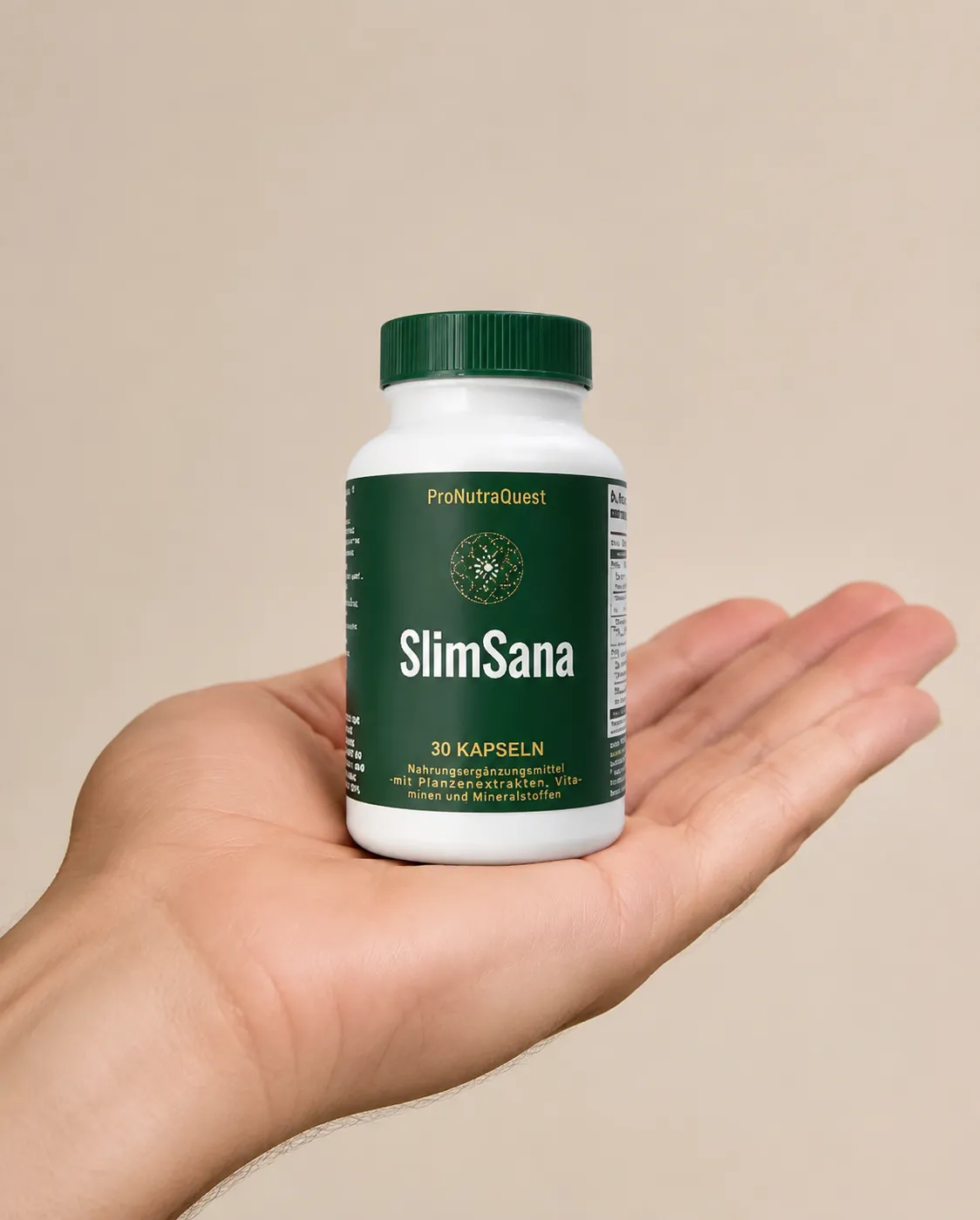 SlimSana — Verpackung in der Hand