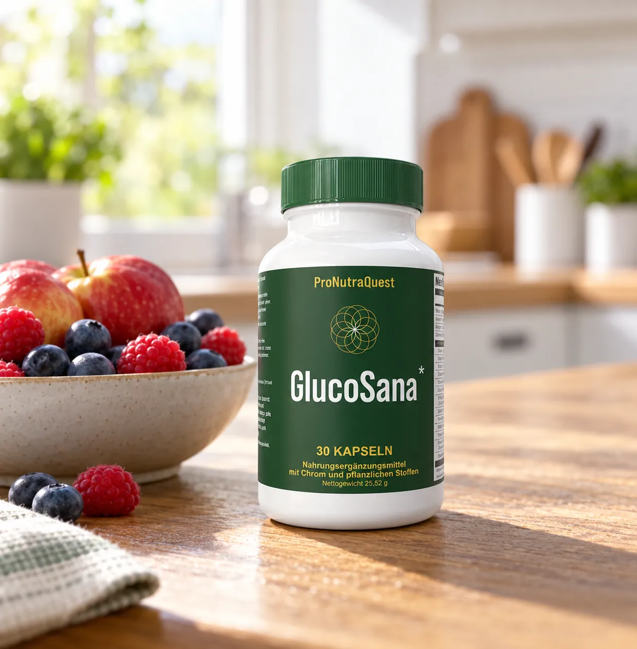 GlucoSana — Verpackung im Alltag