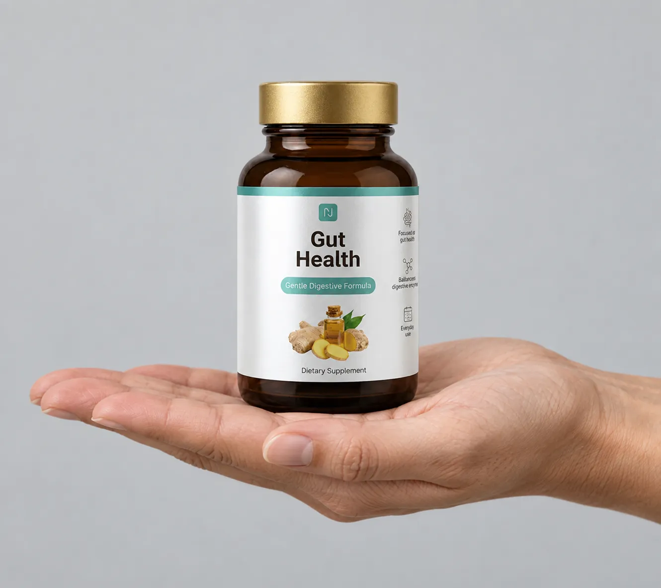 Gut health — Verpackung in der Hand