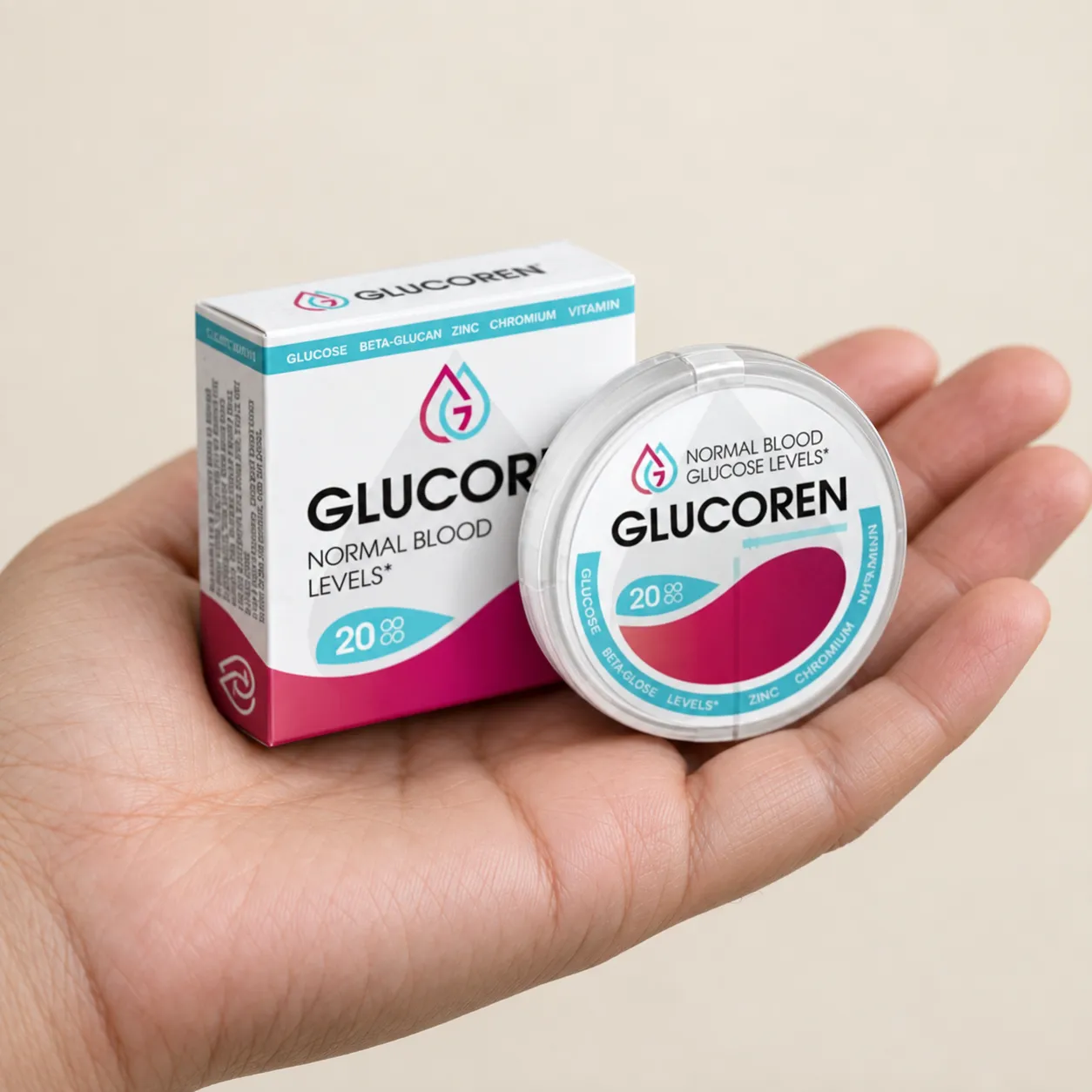 Glucoren — Verpackung in der Hand