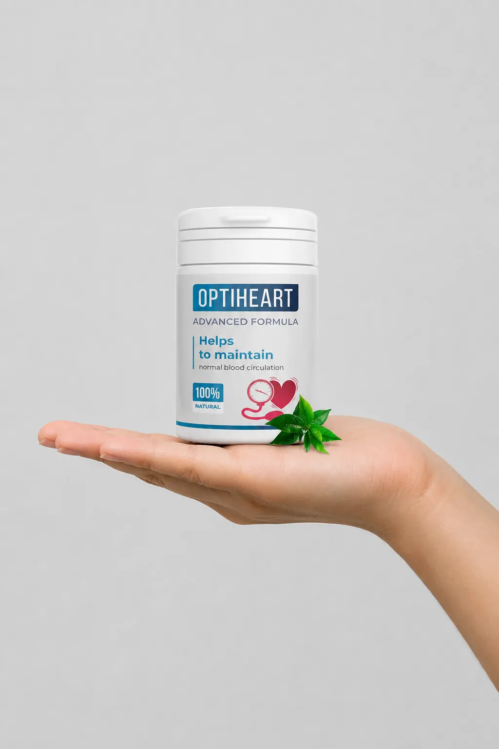 Optiheart — Verpackung in der Hand