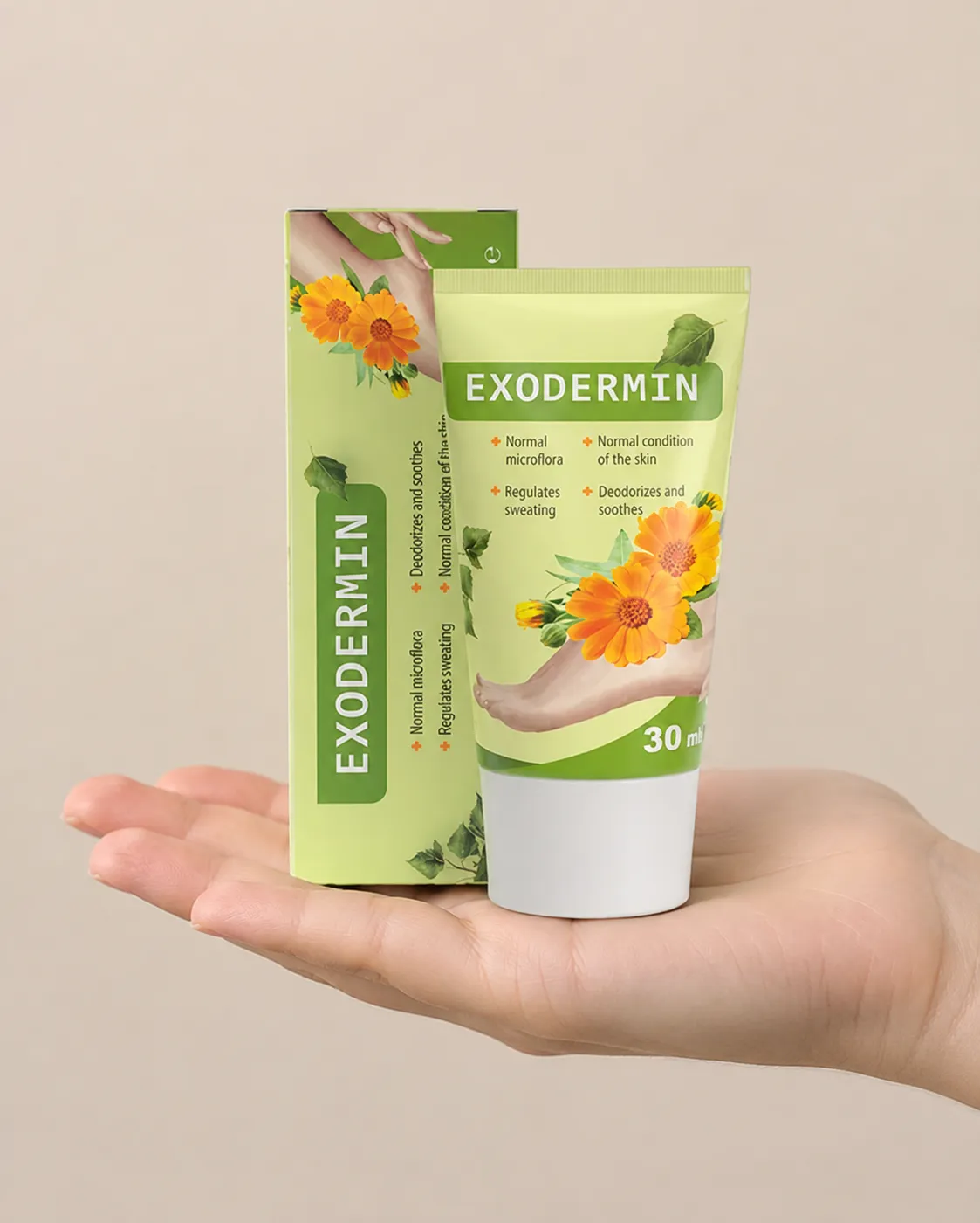 Exodermin — Verpackung in der Hand