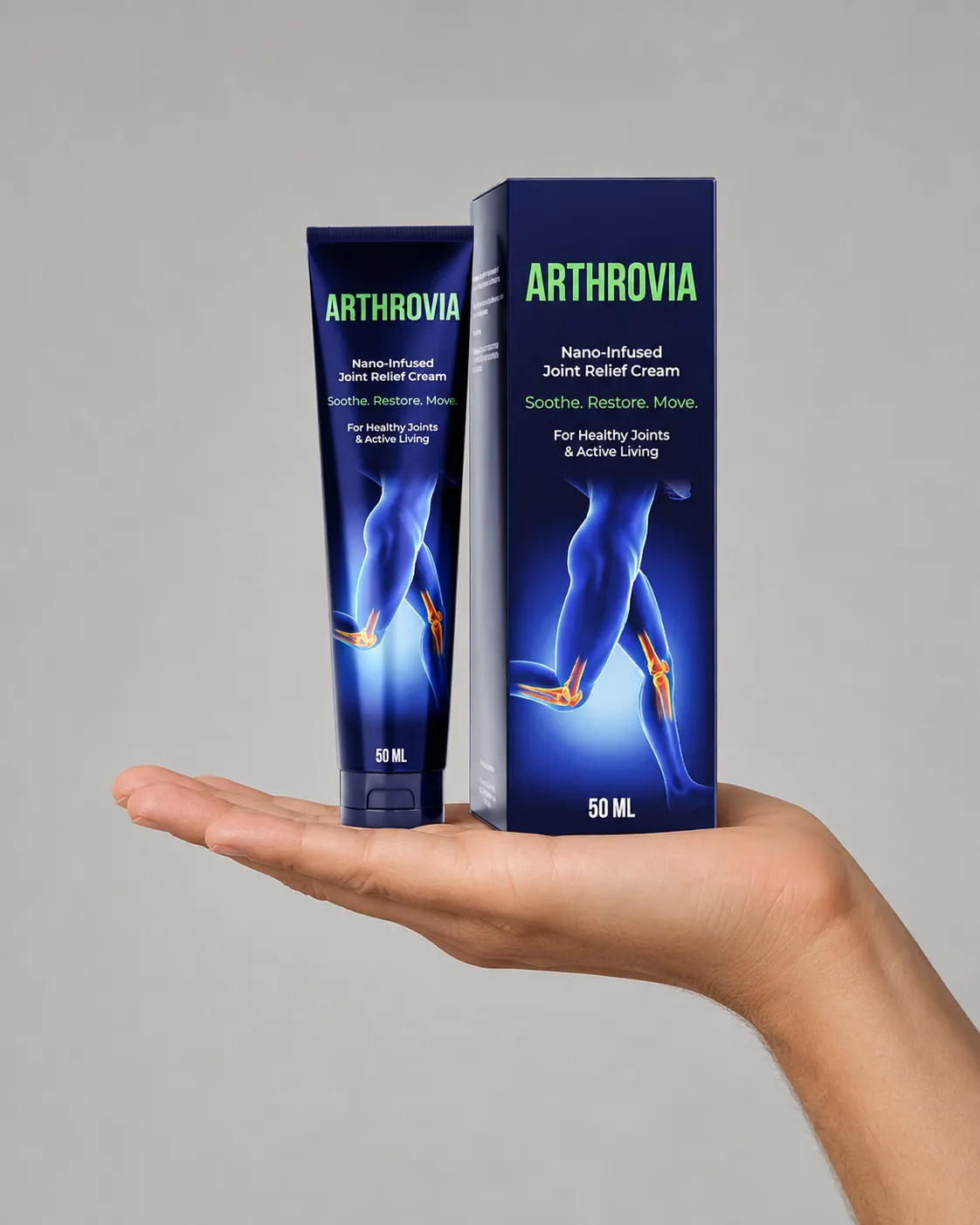 Arthrovia — Verpackung in der Hand